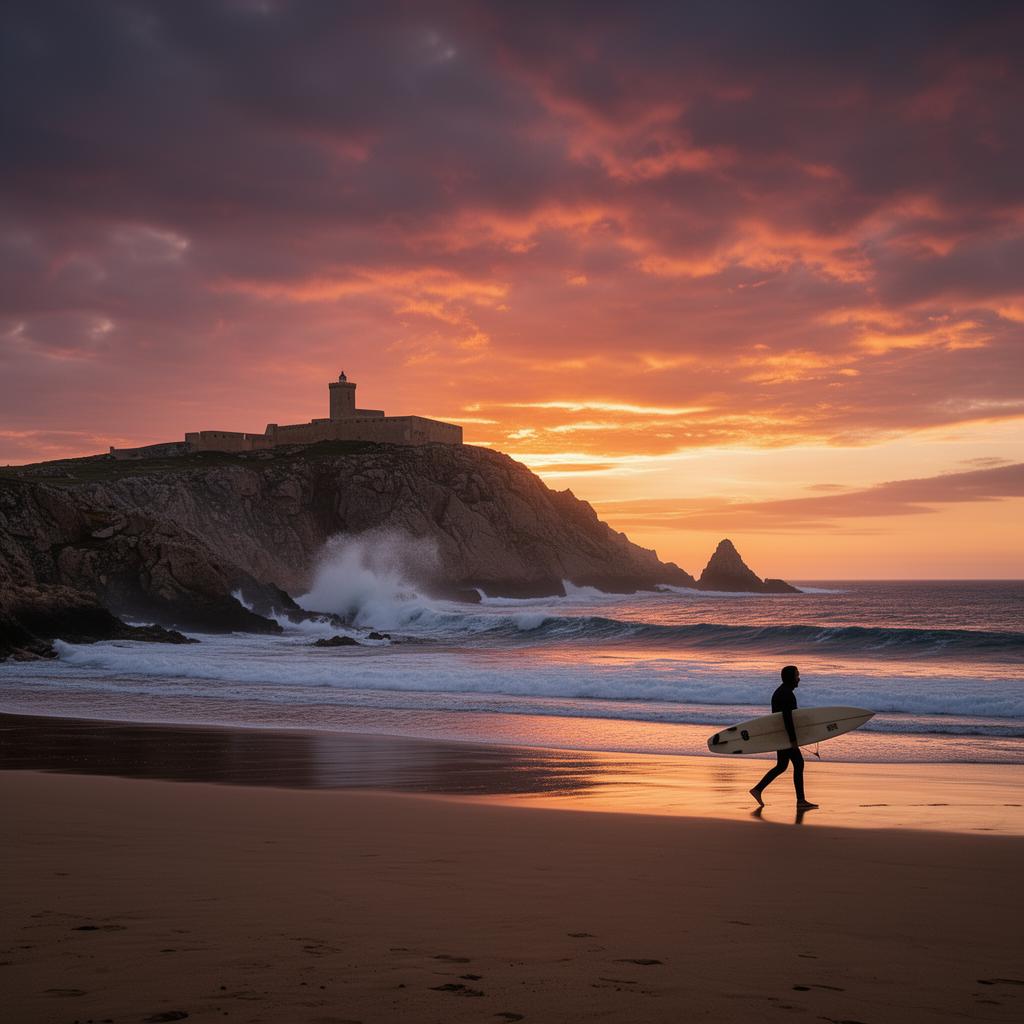Sunset over the Western Algarve coast near Sagres, a short drive from Salema
