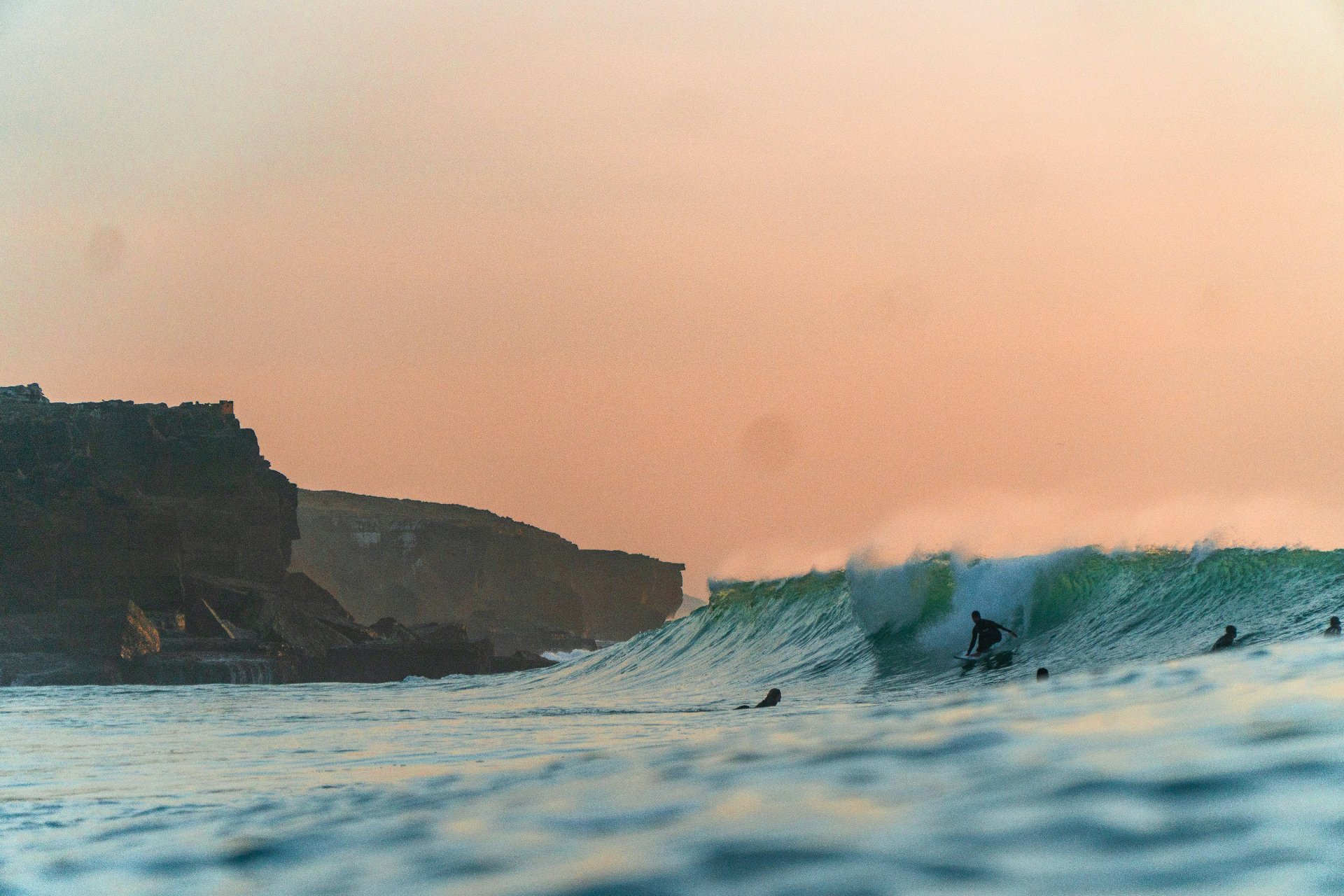 Atlantic waves breaking along the Western Algarve coastline near Burgau